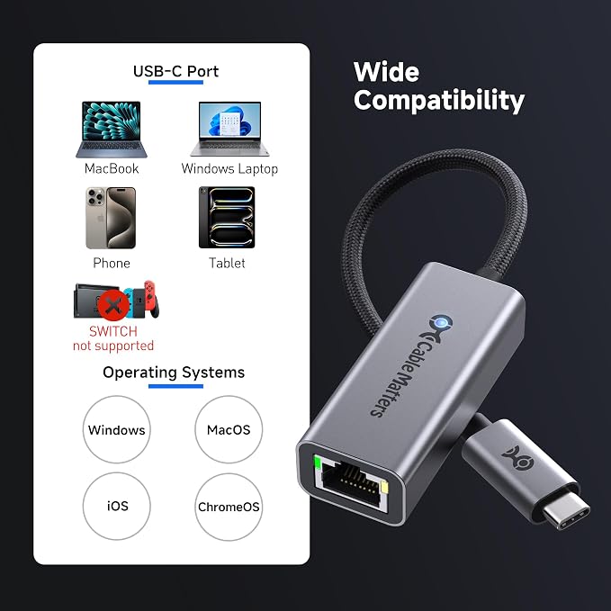 Cable Matters USB C to Ethernet Adapter, Gigabit Ethernet to USB C Network - Image 6