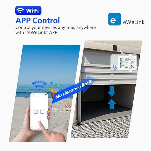 DieseRC 2 Channels WiFi Smart Switch, AC 90V-250V 220V Passive Output Relay Module Ewelink APP WiFi Control Compatible with Alexa/Google Home, Inching/Self-Locking Switch