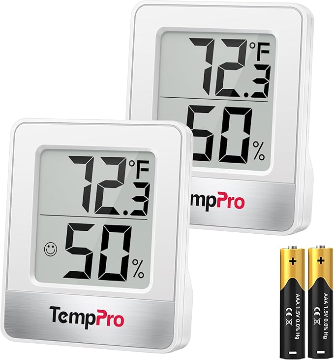 TempPro TP49 2 Pieces Digital Hygrometer Indoor Thermometer Humidity Meter Mini by TempPro