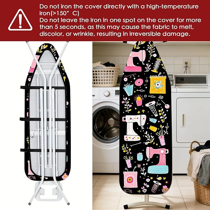 Nuxovilar Ironing Board Cover Needle Cotton 15x54 Inches | Ironing Board Cover and Pad Durable Needle Cotton for Home, Laundry Room, Bedroom Use