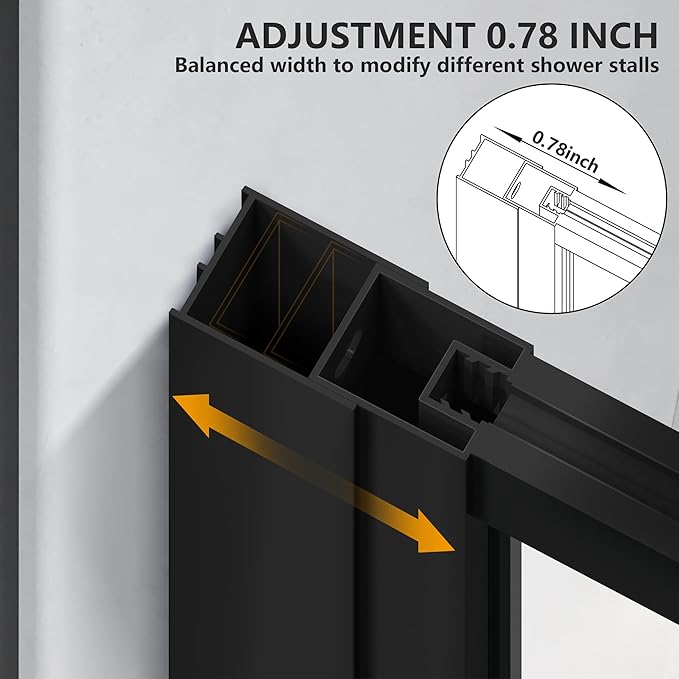 Shower Door 34" X 74" Clear Tempered Fluted Glass Framed Shower Screen Shower Panel for Walk-in Bathroom Shower, Matte Black Finish