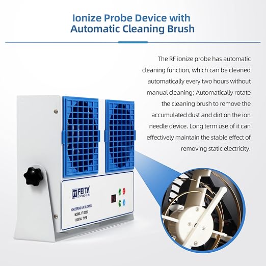 FEITA Ionizing Air Blower Anti Static Ionizer New Cleaning Type Static Fan Electrostatic Discharge Ionizer Blower Dual-Purpose Bracket Industrial ESD Static Eliminator