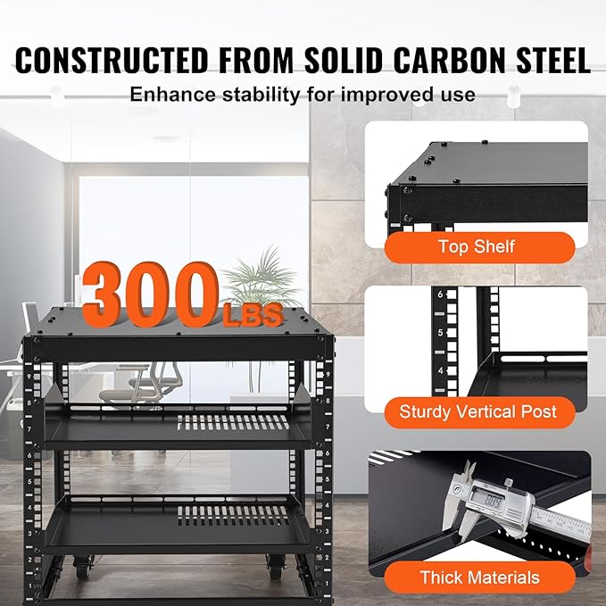 VEVOR 9U Open Frame Server Rack, Free Standing or Wall Mount Network Server Rack - Image 4