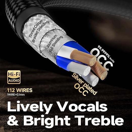 TODN Hi-end RCA Cables for Audiophile with Silver-Plated-OCC-Core and Dual Shielded RCA to RCA Stereo Car Audio Cable (4.9 ft/1.5 m, 1 Pair)