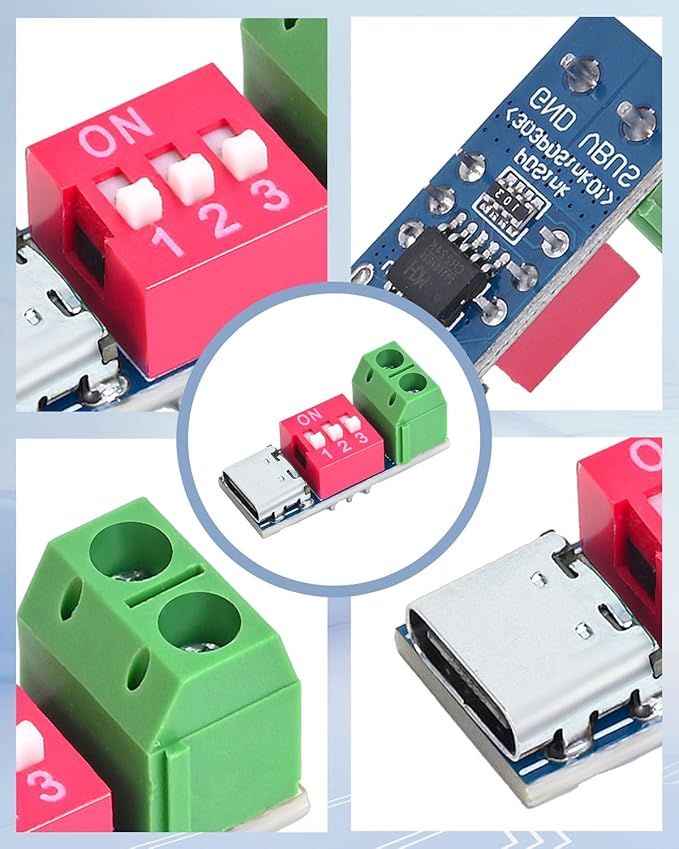 Seloky 2PCS USB-C PD/QC Fast Charge Trigger Module & Decoy Board - Dual-Port Voltage selector (5V/9V/12V/20V Output) Charger Power Delivery Boost Module