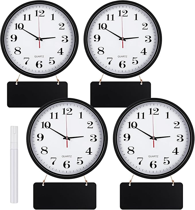 Silent Wall Clocks with Chalkboards and Marker, Battery Operated Round Multi by Tianxunewtig