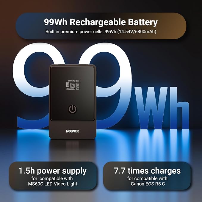 Neewer Mini V Mount Battery 6800mAh 99Wh, Two Way 100W USB C PD 3.0 Fast - Image 4