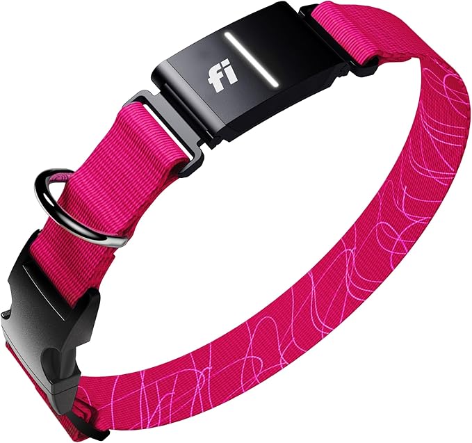 New Fi Series 3+ Smart Dog Tracker Collar [12 Month Membership Included] GPS Tracker for Dogs with Health & Behavior Monitoring, Escape Alerts, Waterproof, LED, Apple Watch Compatible (Pink, X-Small)