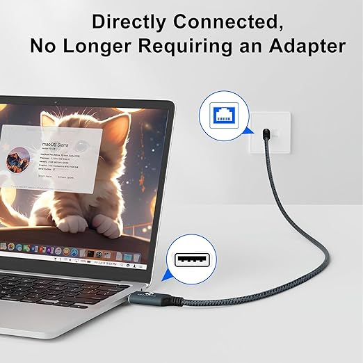 USB to Ethernet Cable 30FT, USB 3.0 A to RJ45 Male Cable Directly Connected - Image 4