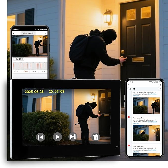 KeonBell 2 Wired Video Intercom System, 7 Inches Video Doorbell Camera with Monitor, Wired Video Door Phone HD Camera Kits Support tuya, Two Way Talk, Video Recording, Remote Unlock for Smart Home