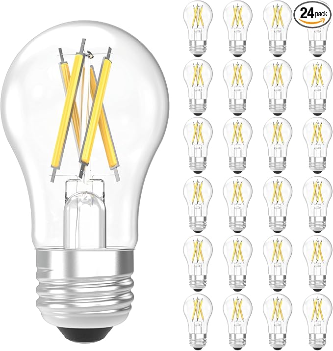 Sunco 24 Pack A15 Light Bulb LED, Edison Style Bulb, Dimmable Vintage Filament Lighting, 800 LM, 7W (60W Equivalent), 5000K Daylight, E26 Medium Base, Wet Rated UL
