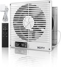 Xcity 8-Inch Room to Room Fan, Through-the-Wall Air Transfer Fan with Remote, 10-Speed Temperature Control, Quiet Reversible Airflow Ventilation for Bedroom, Kitchen & Laundry