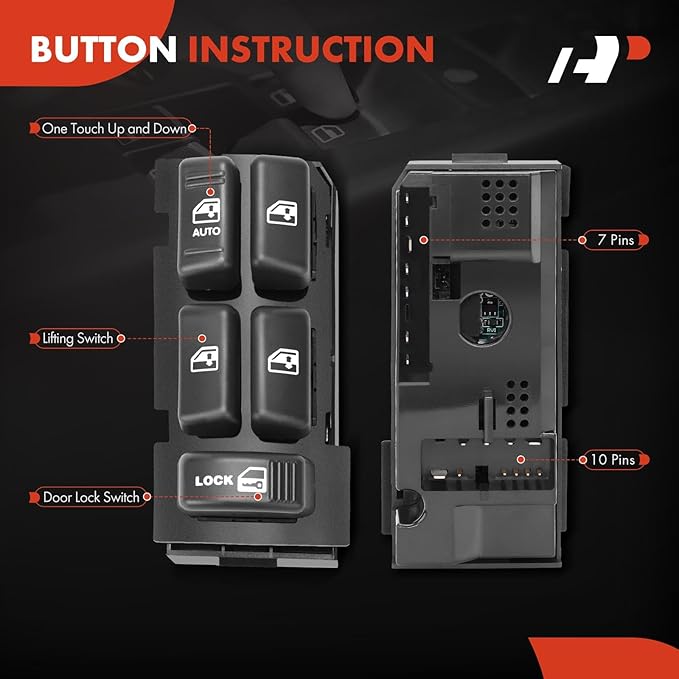 A-Premium Master Power Window Switch Compatible with 1995-2005 Chevrolet Tahoe Blazer C/K 1500 2500 3500 Suburban, GMC Yukon Jimmy, Cadillac Escalade, Oldsmobile Bravada, Replace# 19244658, 15151360