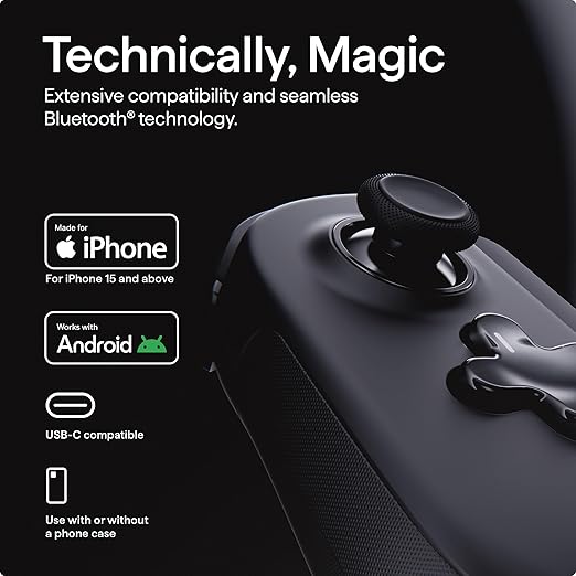 BACKBONE Pro Mobile Gaming Controller for iPhone 15/16/17 & Android, USB-C/Bluetooth Phone Controller, Stream Xbox, Play Call of Duty, PlayStation via iOS Remote Play - 3 Months Apple Arcade Included