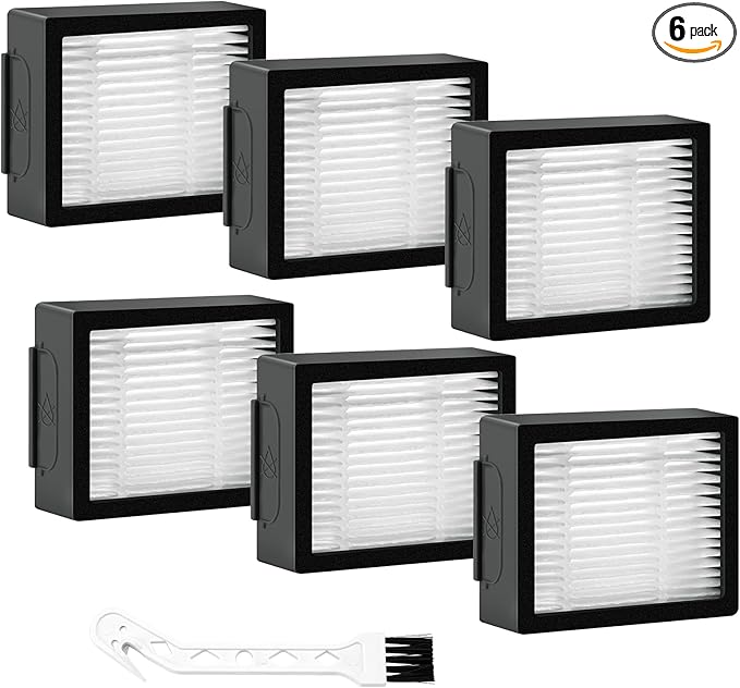 6 Pack Roomba Filters Fit for i-Robot Roomba I J E Series E5 E6 E7 i3 i3+ i4 i6 i6+ i7 i7+ i8 i8+ j7 j7+ Robot Vacuum Cleaners High-Efficiency Filter with 1 Cleaning Brush by Puxyblue