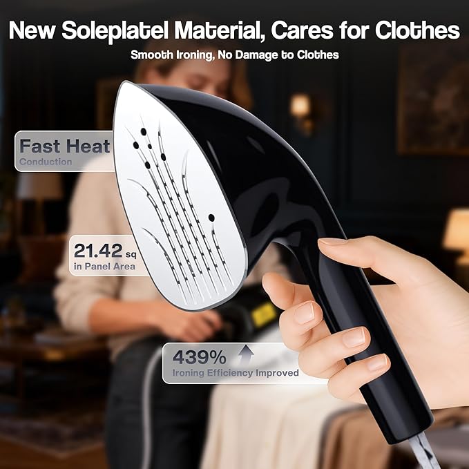 Cobuy Standing Garment Steamer with Dry Ironing, 2000W Powerful Steamer for Clothes with with Flat & Slant & Hanging Iron Options,3 Steam Modes, 25s Fast Heat-Up, Self-Cleaning, 2.2L Water Tank