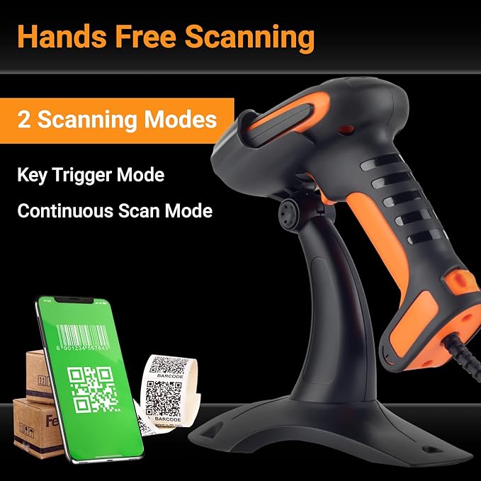 Tera Pro Extreme Performance Industrial Grade 1D 2D QR Barcode Scanner Wired with Stand Heavy Duty Drop Resistant Dustproof Hands Free Plug and Play for Warehouse Home Library Windows Mac Model 8100Y