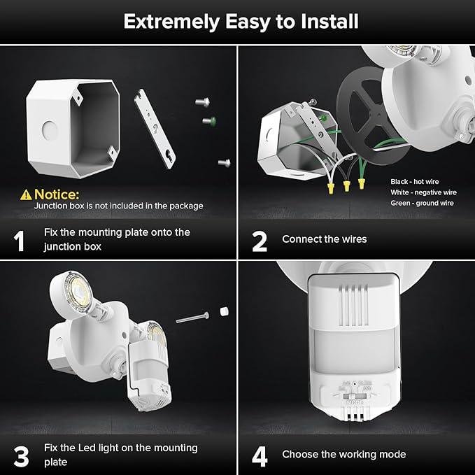 SANSI Upgraded 25W Motion Sensor Outdoor Lights 3000LM Flood Lights Outdoor, 5000K Dusk to Dawn Security Light, 4 Modes, 320°Wide Angle Illumination Super Bright for Garage Yard Patio Wired Not Solar