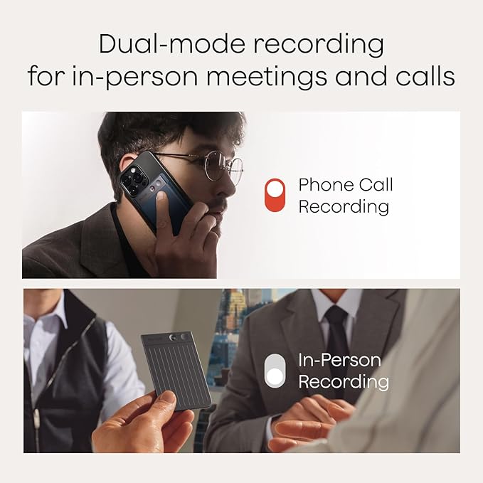 Plaud Note AI Voice Recorder, AI Note Taking Device, Transcribe & Summarize, Support 112 Languages, 64GB Navy Blue Digital Audio Recorder for Lectures, Meetings, Calls, Dark Blue Case, Non-Pro Version
