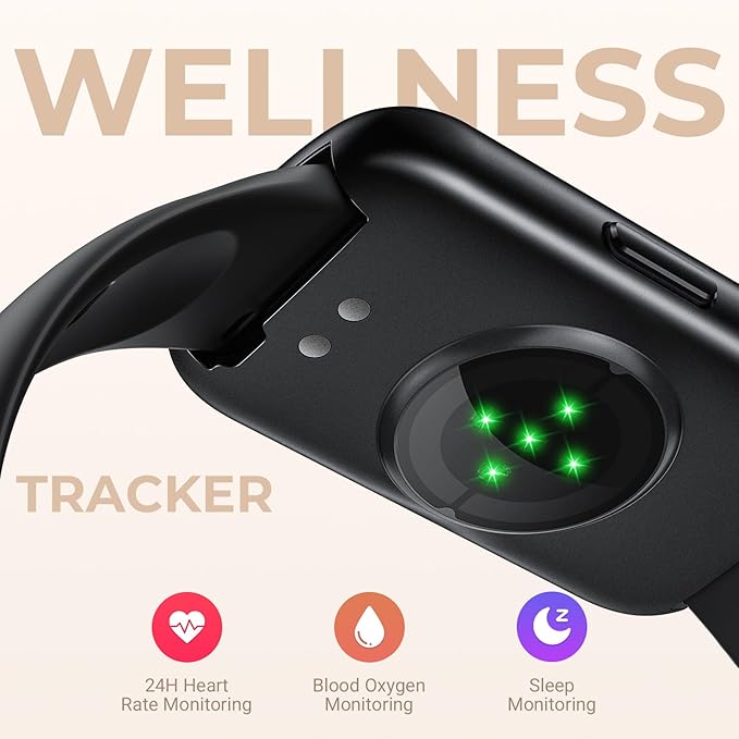 TIFOZEN Health Fitness Tracker Smart Watch with 24/7 Heart Rate, Blood Oxygen, Sleep Tracker, Pedometer, 3 Colorful Bands & 3ATM Waterproof Activity Tracker with Step Calorie Counter, Space Black