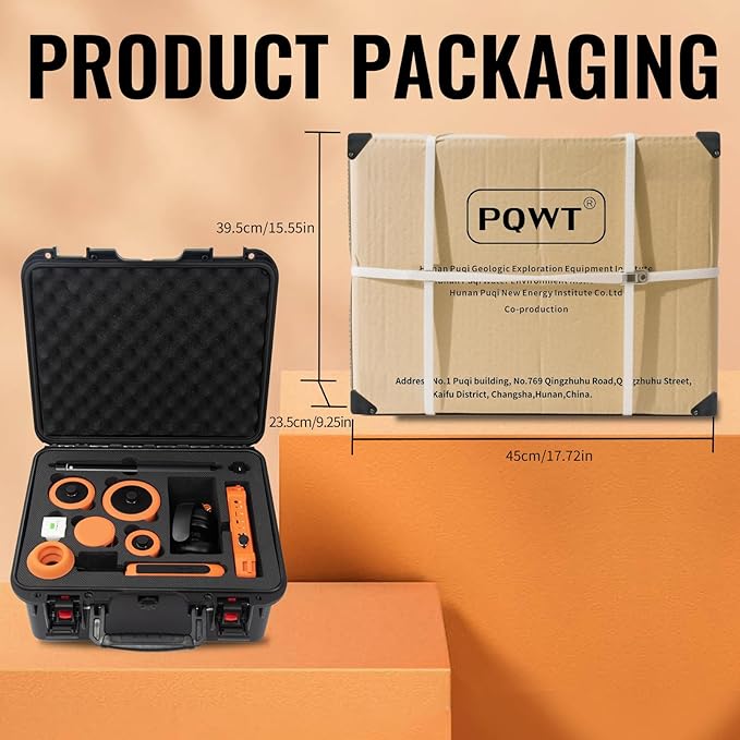 PQWT Underground Water Leak Detectors PQ125E All Scenario and Gas Wall Pipe Water Leakage Detection with Touchscreen Earphone and Carrying Case Multi Sensor Acoustic Pipeline Sound Intensifier