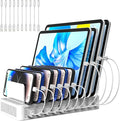 RISWOJOR Charging Station for Multiple Devices, 100W 10 Ports Charging Dock with 10 Cables Smart IC Tech and Adjustable Dividers Type-C，Multi USB Charger for iPhone Galaxy iPad Tablet，White
