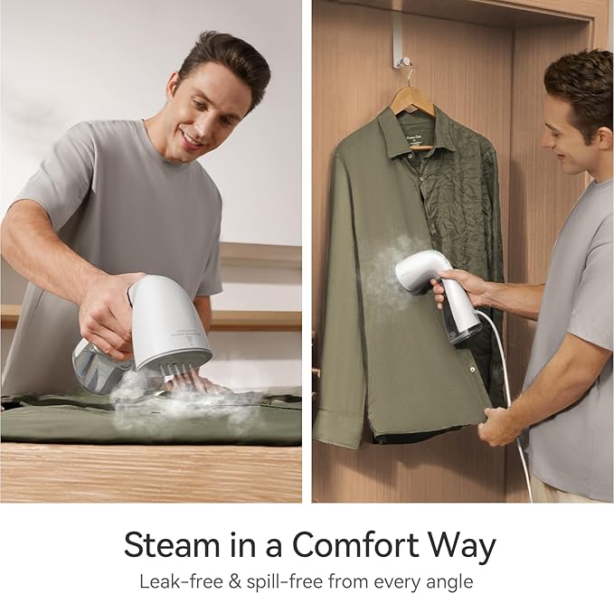 HiLIFE Upgraded Steamer for Clothes, Handheld Portable Design, 1100W Powerful Steam, 300ml Larger Tank & No Leak Design, 30S Fast Heat-up, Quick Wrinkle Remover, Compact Size for Travel, ONLY 120V
