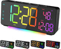 EVILTO Digital Alarm Clocks for Bedrooms, RGB Desk Clock with 15 Color Display, Date Temperature and Weekday, DST, Snooze, 2 Alarms, Ambient Lighting for Living Room, Bedside Office Gaming Desk Decor