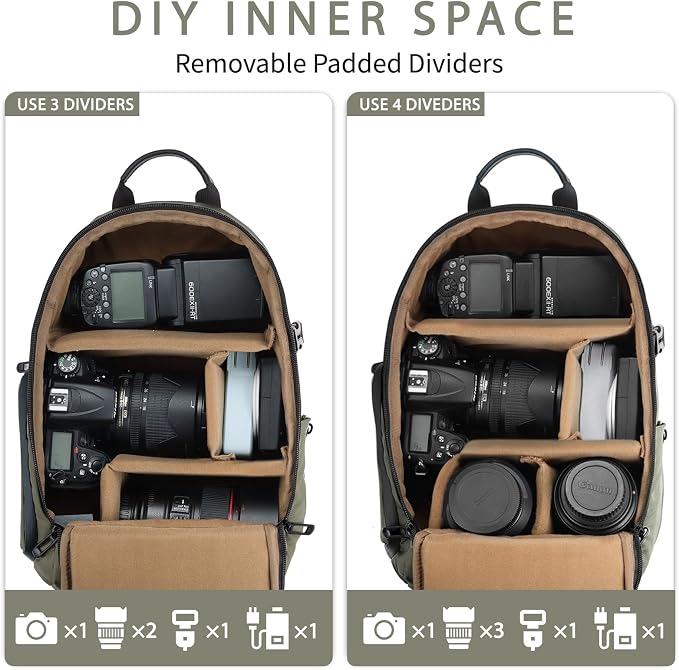 TAAOKA Camera Sling Bag, DSLR/SLR/Mirrorless Camera Backpack Case Shockproof - Image 4
