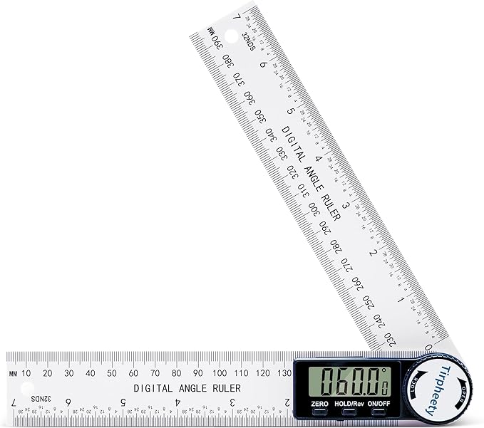 Tirpheety Digital Angle Finder Protractor, 3rd Generation Quick Display Angle Gauge Ruler, 7-Inch (200mm) Professional Measuring Tool for Woodworking, Carpentry, and Construction