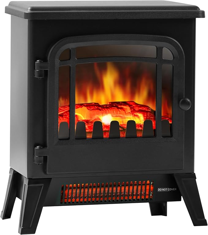 17" Freestanding Electric Fireplace Heater - Infrared Heater with LED 3D Flames and Realistic Logs, Fire Place Electric, Fake Fireplace Heaters for Indoor Use, 750 | 1500W Overheat Protection