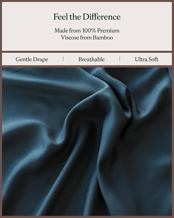 Cozy Earth Luxury Bed Sheet Set - 100% Viscose from Bamboo Fabric, Ultra-Soft & Breathable, Fits Regular & Deep Pocket Mattresses up to 20" - 4 Pieces Twin Sheet Set Pacific Blue