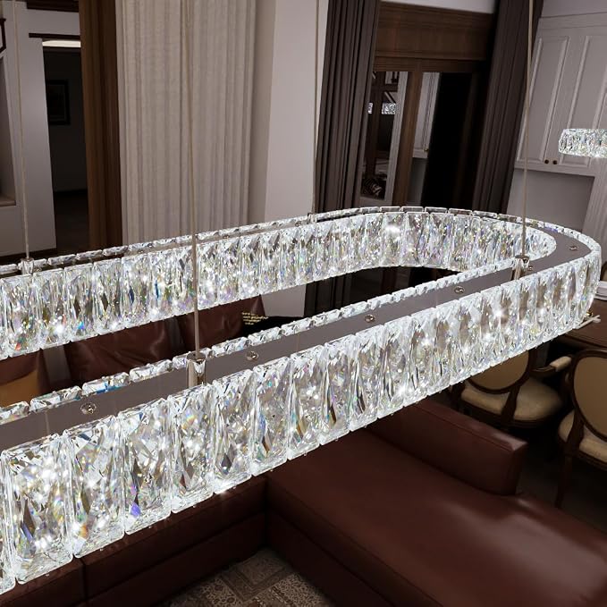HAIXIANG Crystal 59 Inch Long Chandelier Modern Dimmable LED Chandeliers - Image 5