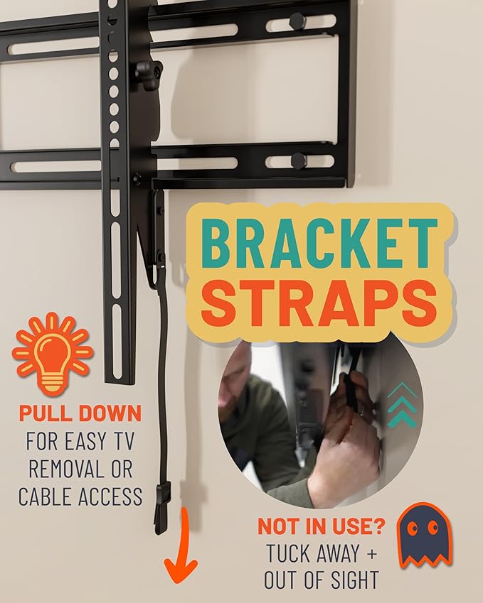 ECHGOGEAR XL Tilting TV Wall Mount for 42” to 95” TVs up to 130lbs – Reduce Glare w/ 10 deg Tilt - Universal TV Mount w/Easy DIY Install, Foldable Bracket, Drilling Template & Included Hardware