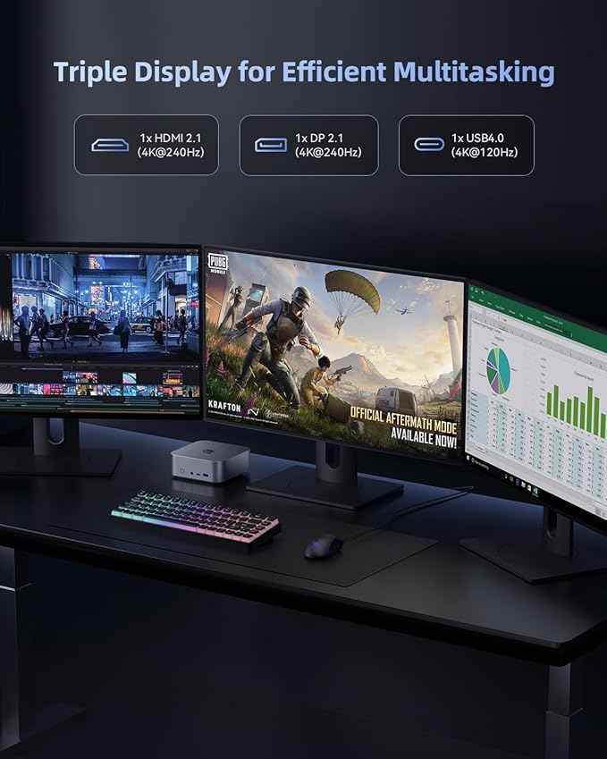 Beelink SER9 Max Mini PC AMD Ryzen 7 H 255 (8C/16T, up to 4.9GHz), 32GB DDR5 RAM 1TB PCle4.0 SSD, Radeon 780M Graphics, USB4.0/ Triple Display/ WiFi6/ BT5.2/10Gbps LAN Mini Computer
