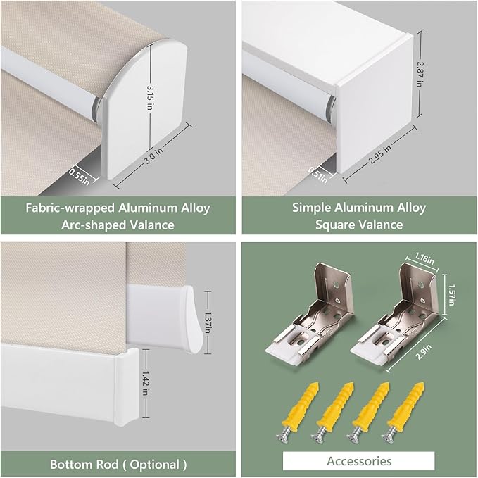 Zshine Motorized Blackout Window Blinds Customize Width (23-95 Inches) Remote Control Wireless and Rechargeable Roller Shades Blinds for Windows, Home, Office, Hotel, Club, Restaurant(82006D)