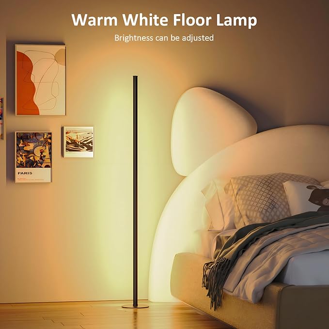 Eastfine Corner Floor Lamp, RGBWW IC Corner Lamp with APP and Remote Control, LED Floor Light with 16 Million DIY Colors, Color Changing Ambient Light for Living Room, Bedroom, Gaming Room