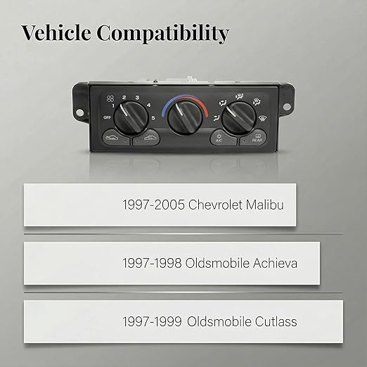 599-213 A/C Control Switch Air Conditioning Climate Control Module, Front Climate Control Module Panel for for 1997-2005 Chevrolet Malibu, 1997-1998 Oldsmobile Achieva, 1997-1999 Oldsmobile Cutlass