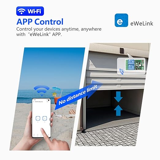 DieseRC 2 Channels WiFi Smart Switch, DC 5V 12V 24V 36V Passive Output Relay Module Ewelink APP WiFi Control Compatible with Alexa/Google Home, Inching/Self-Locking Switch