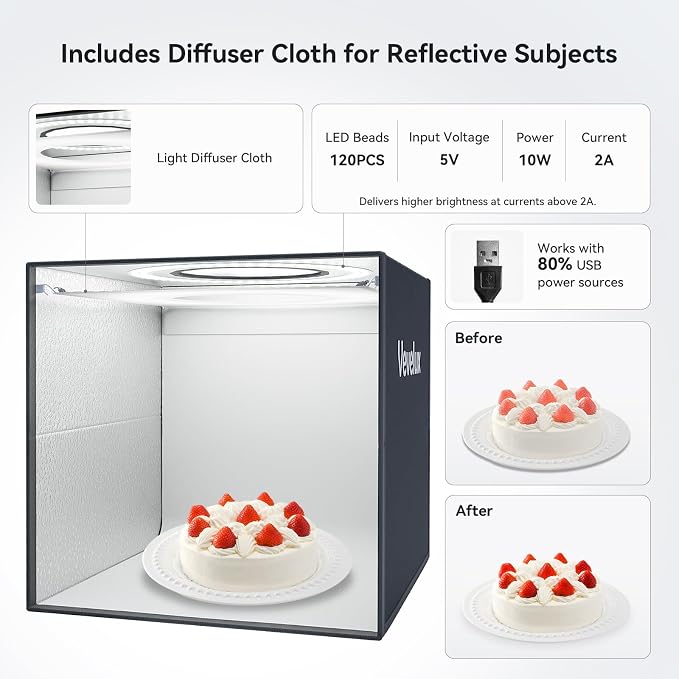 Photo Studio Light Box Photography, 6 Color Backdrops & 1 Diffuser - Image 3