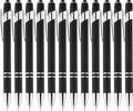 LINFANC 12 Pack Black Silver Ballpoint Pen with Stylus Tip, 1.0 mm Black Ink Smooth Writing Pens, Metal Stylus Pens for Touch Screens