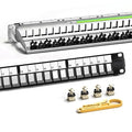 AMPCOM 24 Ports 1U Blank Keystone Patch Panel, 19 inch Rack or Wall Mount by AMPCOM