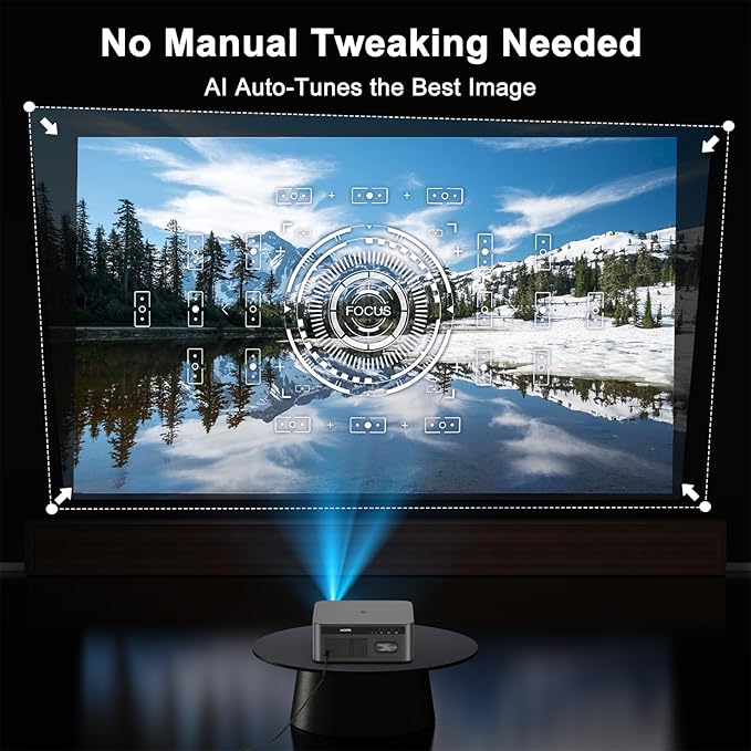 HAPPRUN 2500 ANSI Lumens Outdoor Projector with Built-in Streaming Apps, 4K Decoding Resolution, Dolby Audio, WiFi 6 and Bluetooth 5.2 for Indoor and Outdoor Home Theater