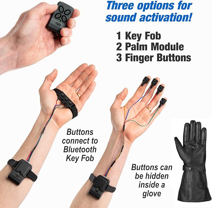COSVOX Cosplay Sound Glove Wireless Bluetooth Sound Effects Module. Bring Cosplay Props to Life and Interact with Voice Lines, Sound Effects & Music. Download MP3 Audio or use The Voice Changer. 16MB