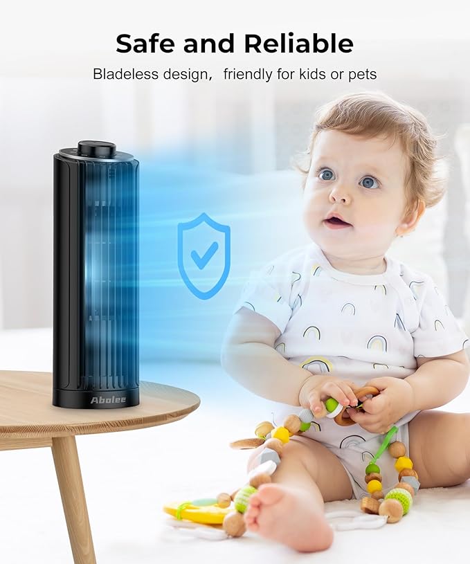 Abolee Tower Fan for Bedroom (black, Medium)
