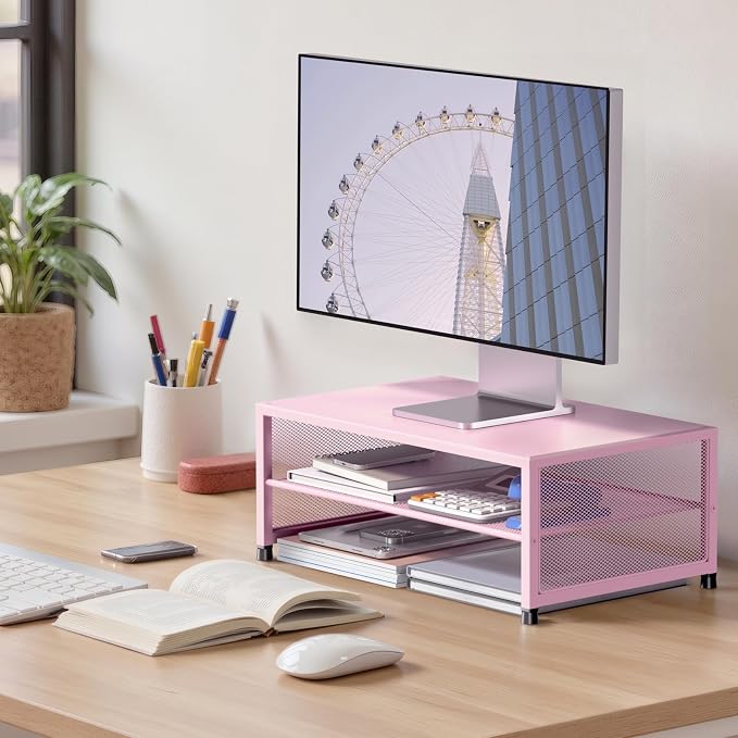 ECOLOVI 2-Tier Computer Monitor Stand Riser, Desk Organizer - Image 2
