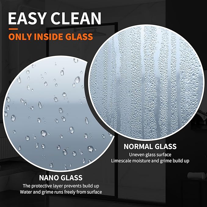 Shower Door 34" X 74" Clear Tempered Fluted Glass Framed Shower Screen Shower Panel for Walk-in Bathroom Shower, Matte Black Finish