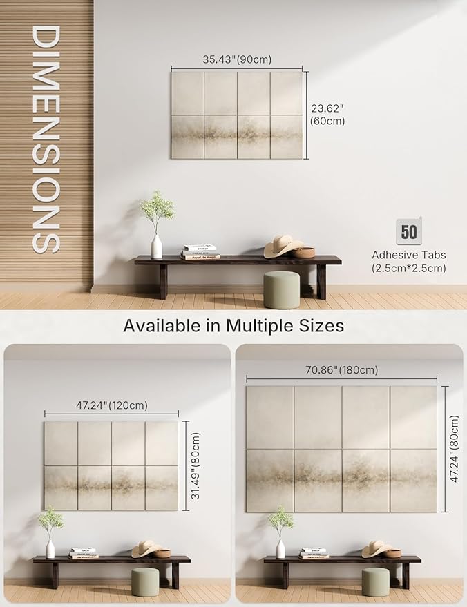Wall Art Acoustic Panels,35''X24''Sound Absorbing Panels-8-Pack with 50 Adhesive Tabs, Decorative Sound Absorbing Panels for Living Room and Recording Studio, Offices-Dawn Embrace