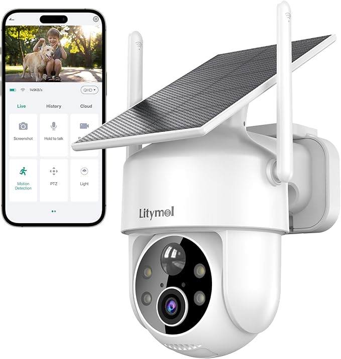 LITYMOL 2K 360° View Security Cameras Wireless Outdoor, Solar Cameras by Unknown