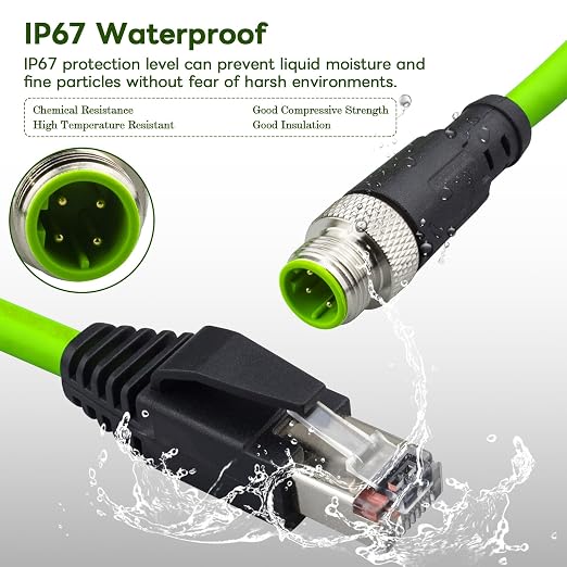 M12 4 Pin to RJ45 Shielded Cable Assembly, Industrial Field-wireable M12 4 Pin - Image 3